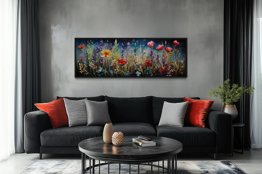 Colorful Spring Wildflowers Field Long Horizontal Wall Art