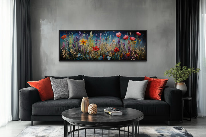 Colorful Spring Wildflowers Field Long Horizontal Wall Art
