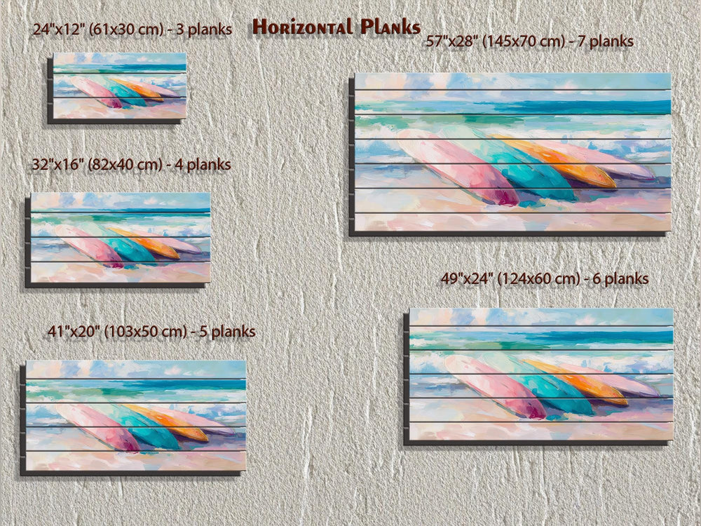 Colorful Surfboards Coastal Wood Wall Art