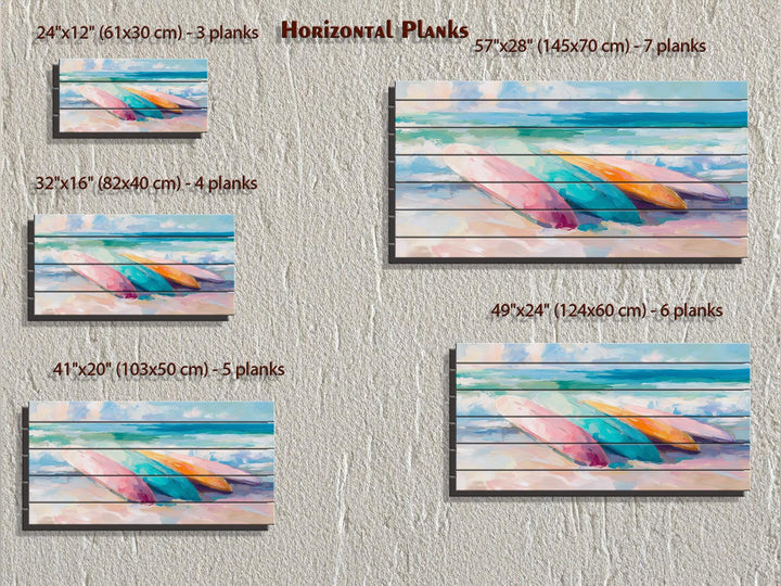 Colorful Surfboards Coastal Wood Wall Art