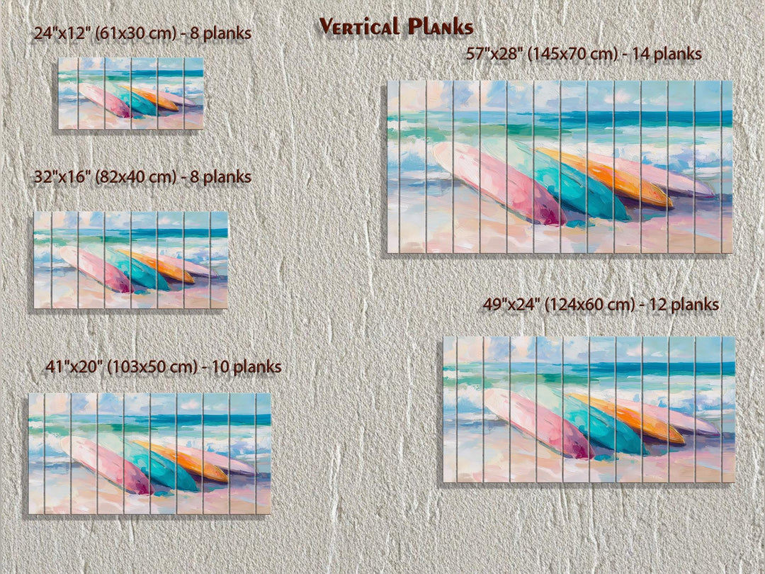 Colorful Surfboards Coastal Wood Wall Art
