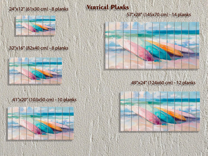 Colorful Surfboards Coastal Wood Wall Art