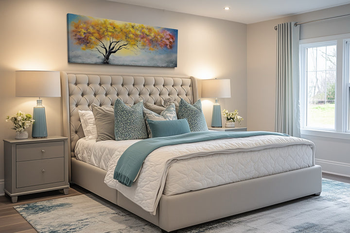 Colorful Tree Over Bed Horizontal Framed Canvas Wall Art
