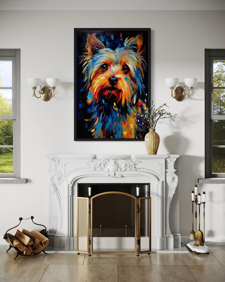 Colorful Yorkie Pop Art Portrait Canvas Wall Art