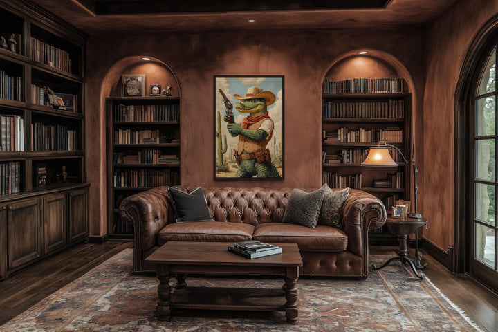 Crocodile Cowboy Funny Western Man Cave Wall Art