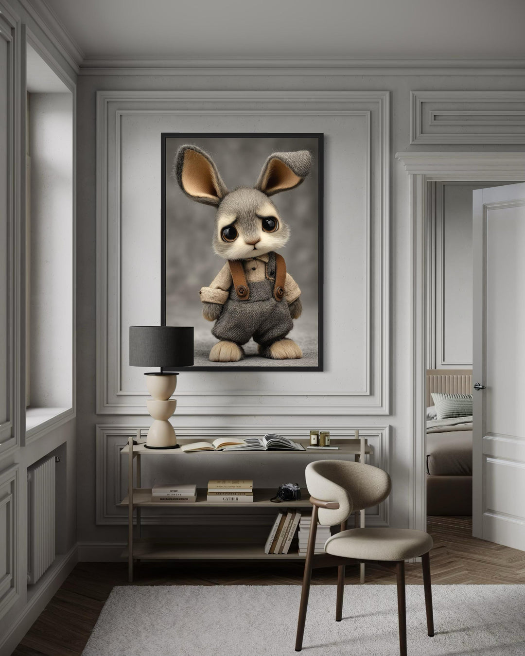 Cute Sad Bunny Canvas Wall Art
