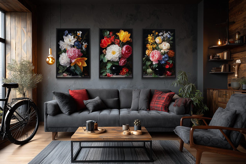 Dark Academia Vintage Botanical Floral Wall Art Set Of 3