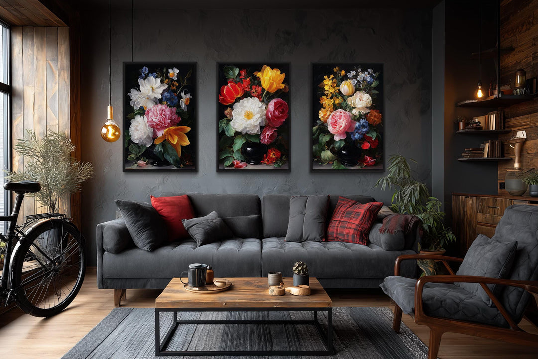 Dark Academia Vintage Botanical Floral Wall Art Set Of 3