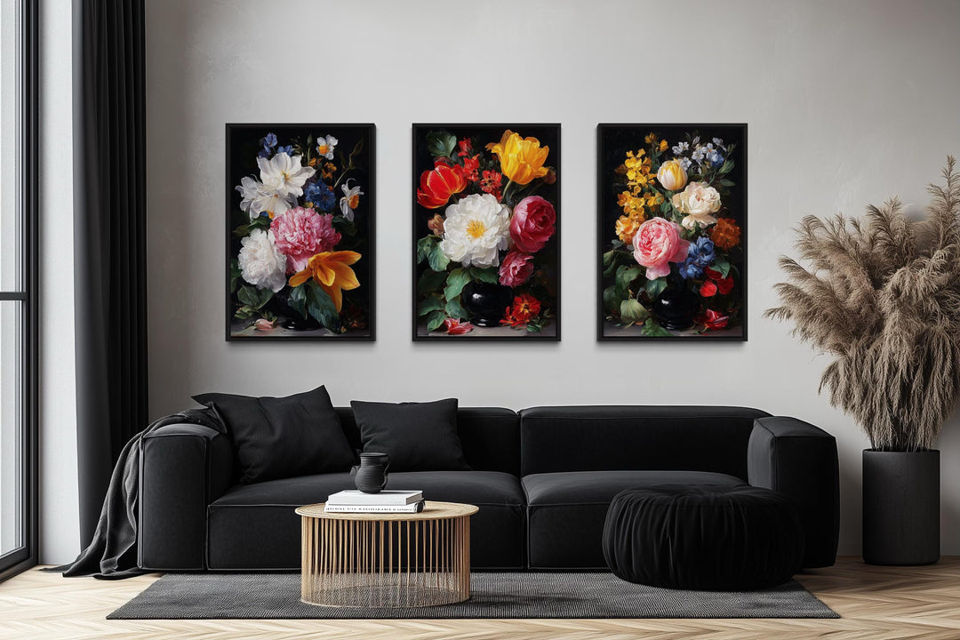 Dark Academia Vintage Botanical Floral Wall Art Set Of 3