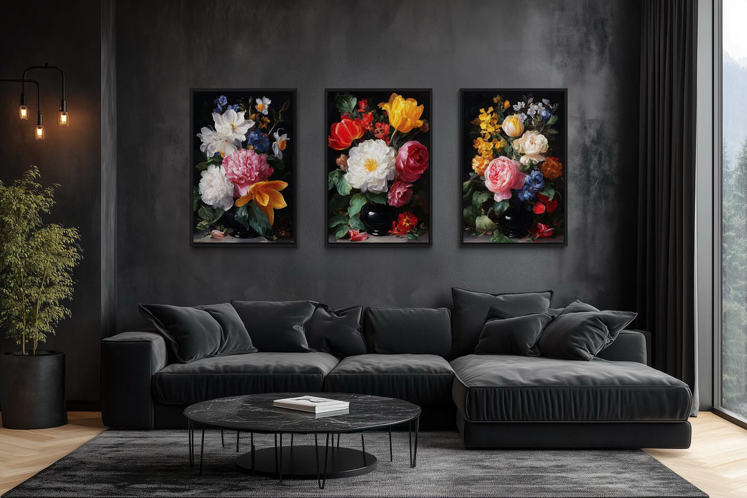 Dark Academia Vintage Botanical Floral Wall Art Set Of 3