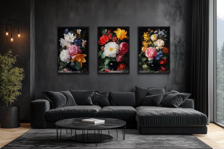 Dark Academia Vintage Botanical Floral Wall Art Set Of 3