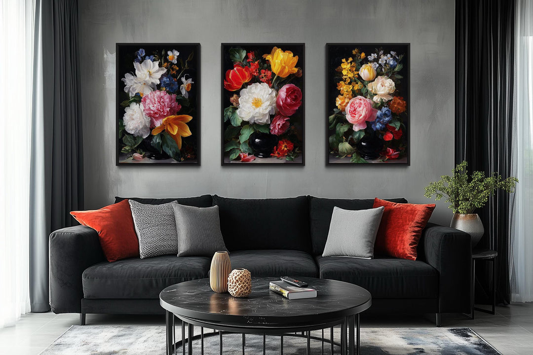 Dark Academia Vintage Botanical Floral Wall Art Set Of 3