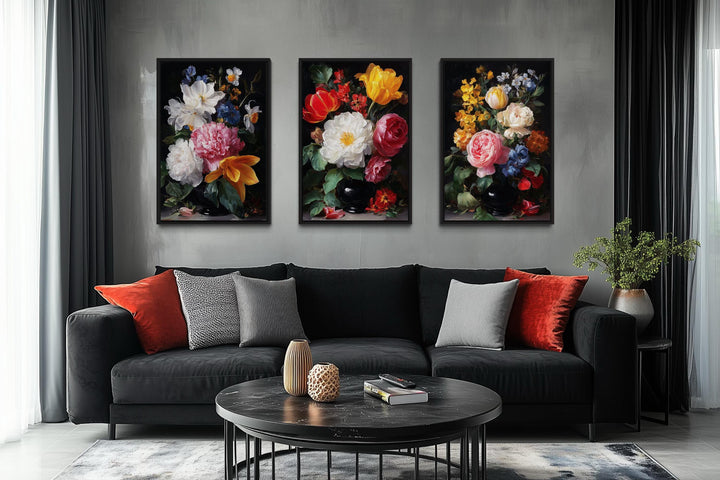 Dark Academia Vintage Botanical Floral Wall Art Set Of 3