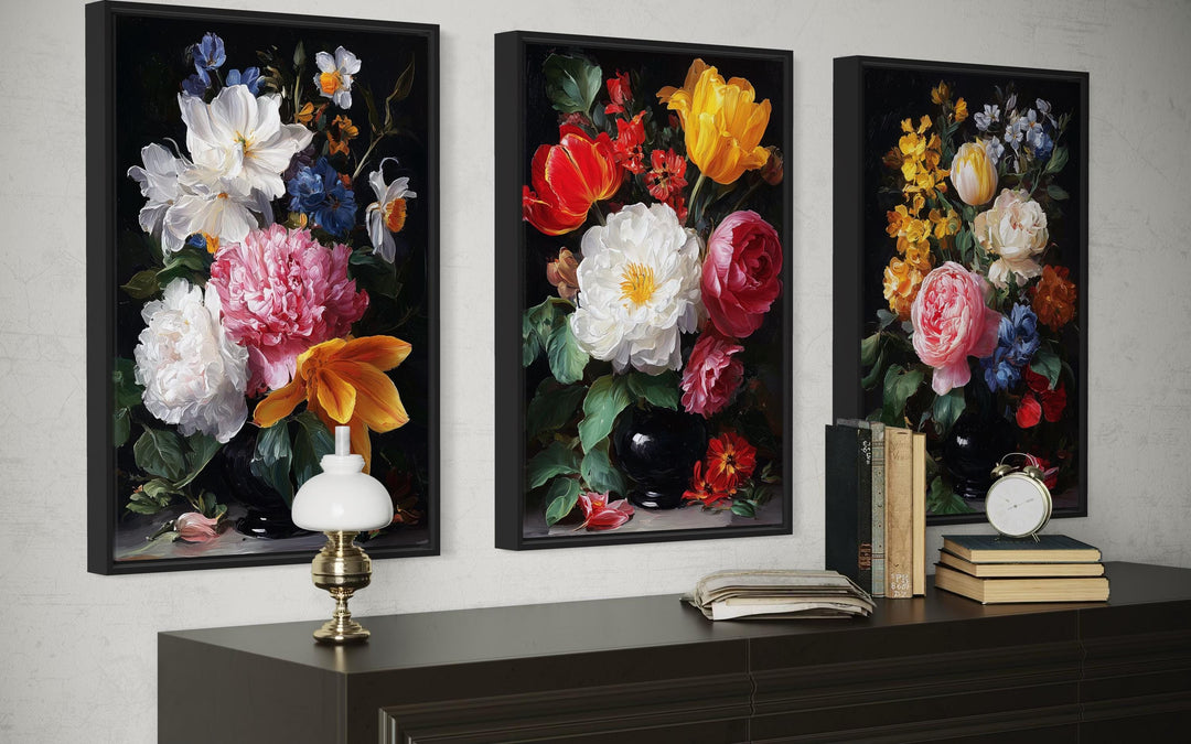 Dark Academia Vintage Botanical Floral Wall Art Set Of 3