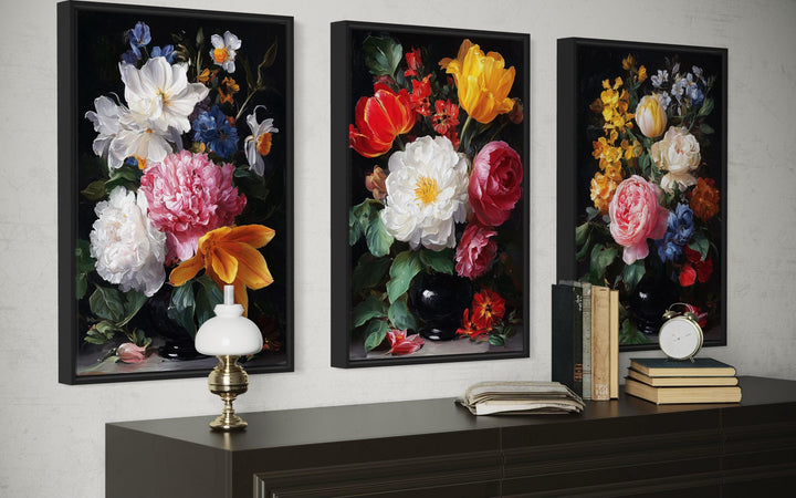 Dark Academia Vintage Botanical Floral Wall Art Set Of 3