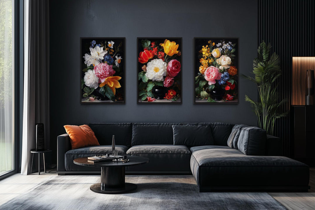 Dark Academia Vintage Botanical Floral Wall Art Set Of 3