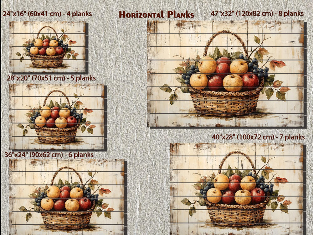 Dining Room Or Kitchen Decor - Basket of Apples Real Wood Wall Art