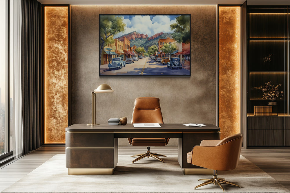 Downtown Sedona Arizona Framed Canvas Wall Art