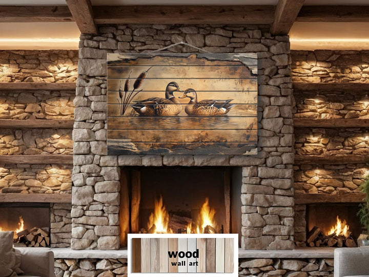 Ducks On Lake Rustic Wood Wall Art For Farmhouse Decor