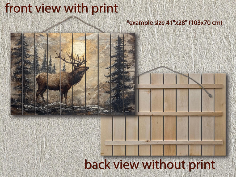 Elk In The Forest Rustic Wood Wall Art For Cabin Decor
