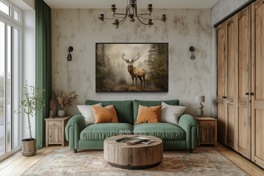 Elk Painting - Rustic Wildlife Wall Art For Cabin Decor