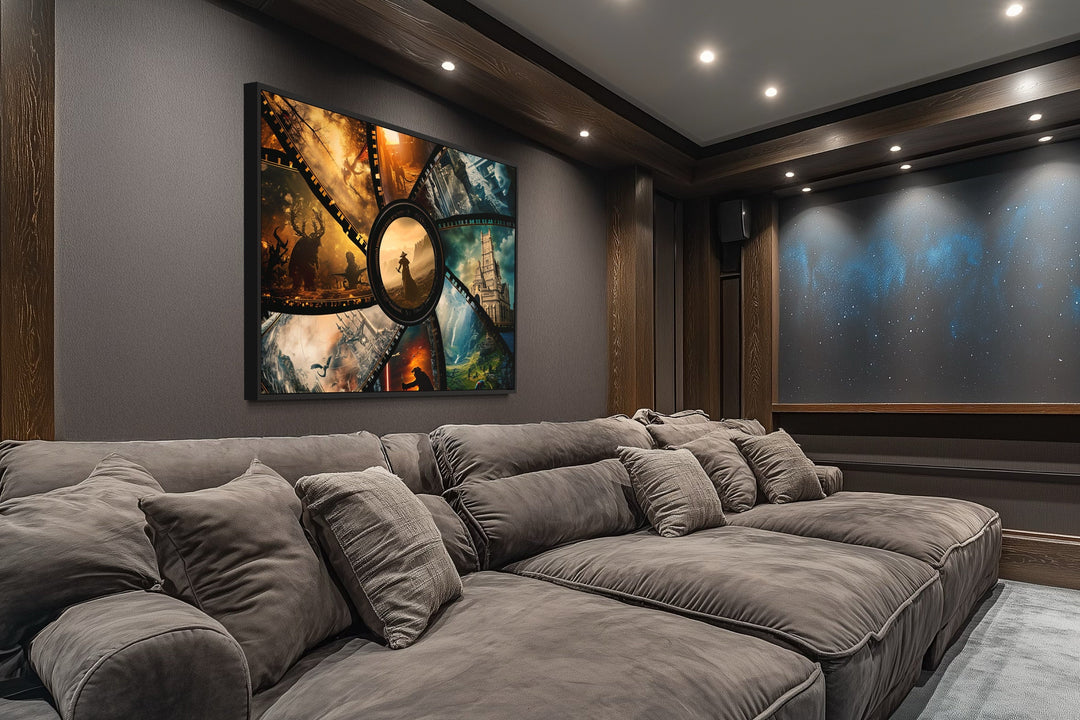 Fantasy Film Stills Collage Framed Canvas Wall Art For Home Theater