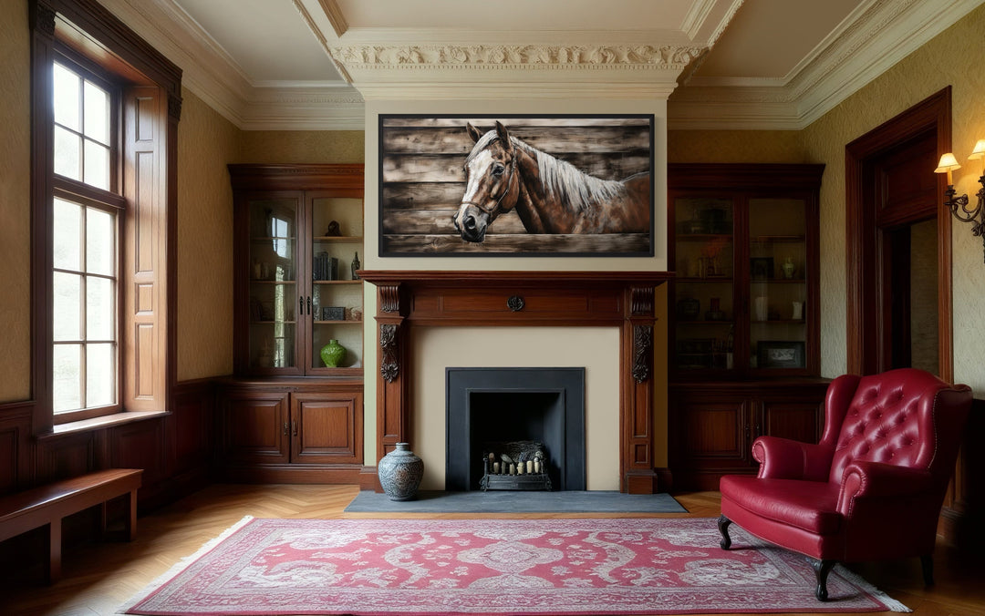 Farm Horse Painting On Wood Rustic Canvas Wall Art