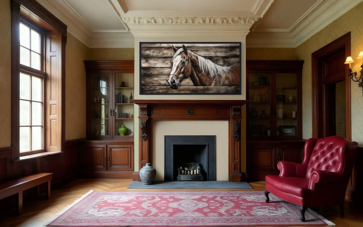 Farm Horse Painting On Wood Rustic Canvas Wall Art