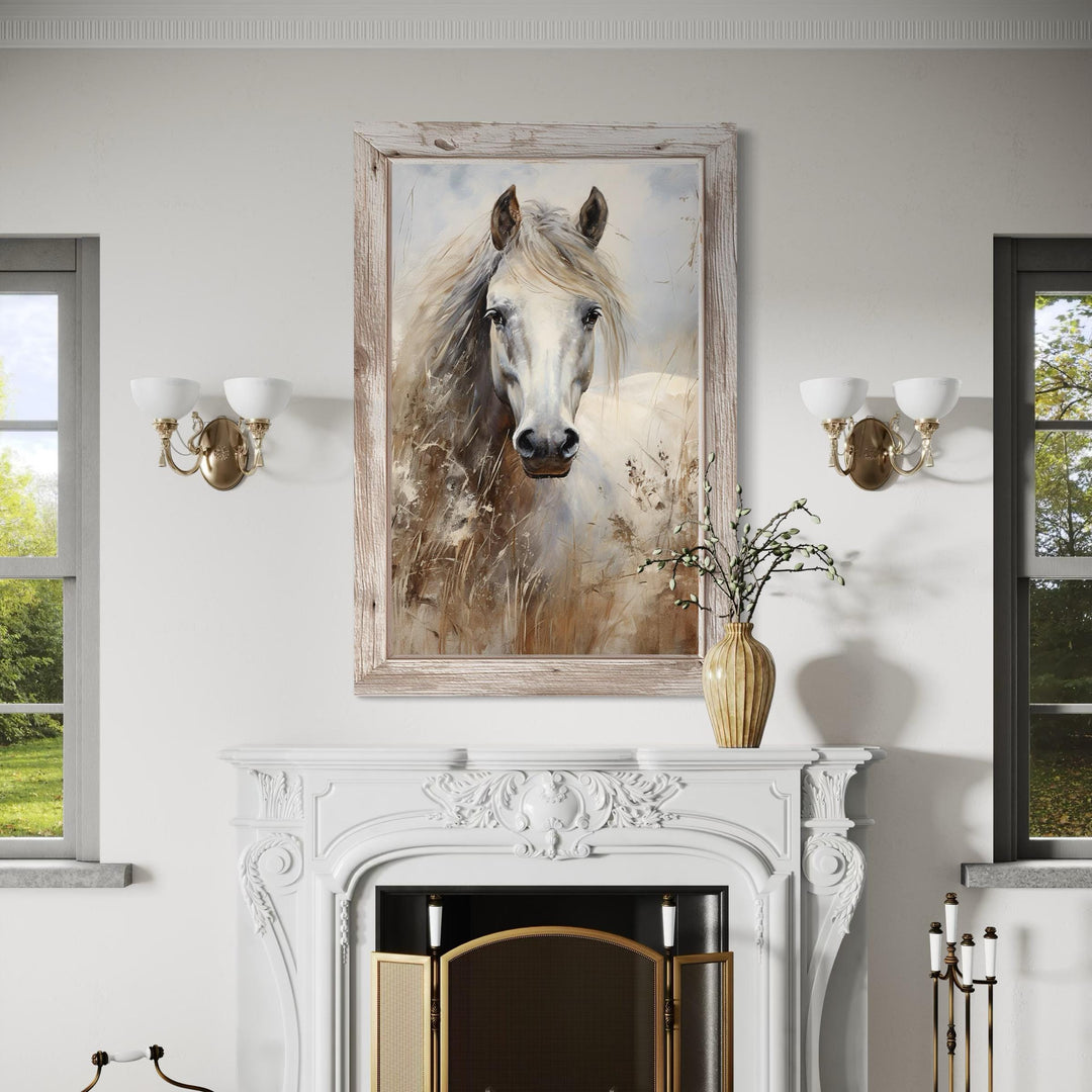 Farm Horse Wall Art - Rustic Farmhouse Chic Canvas Wall Decor