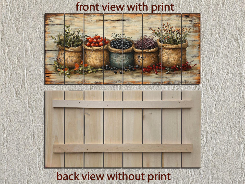 Farmhouse Kitchen Herbs And Spices Distressed Wood Wall Art