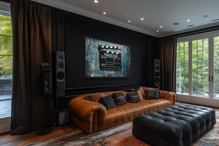 Film Clapper Framed Canvas Wall Art For Home Theater Decor
