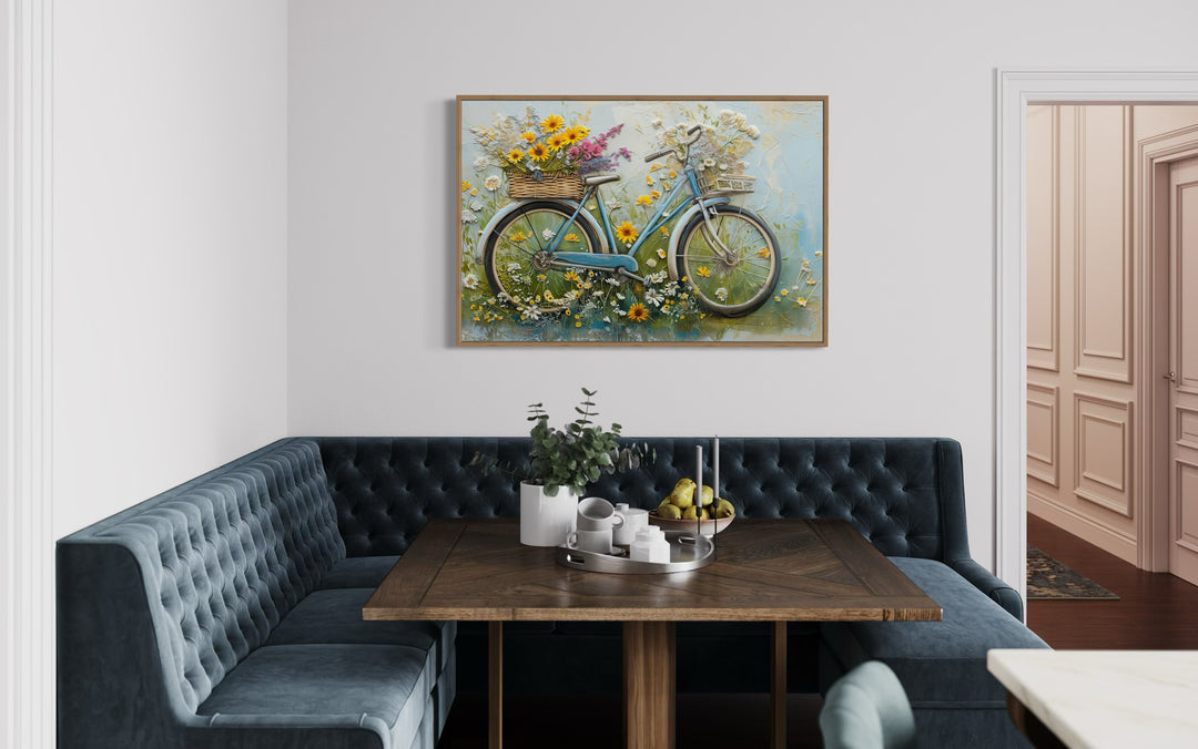 Floral Bicycle Rustic Farmhouse Framed Canvas Wall Art