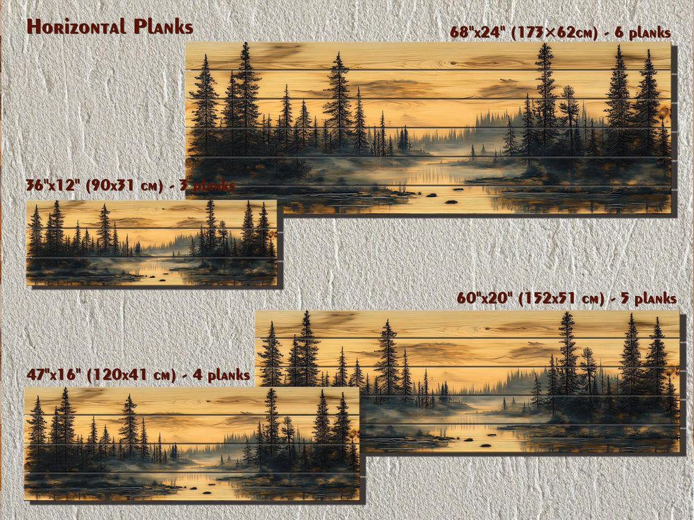 Forest Lake Real Wood Long Horizontal Wooden Wall Decor for Cabin Or lodge