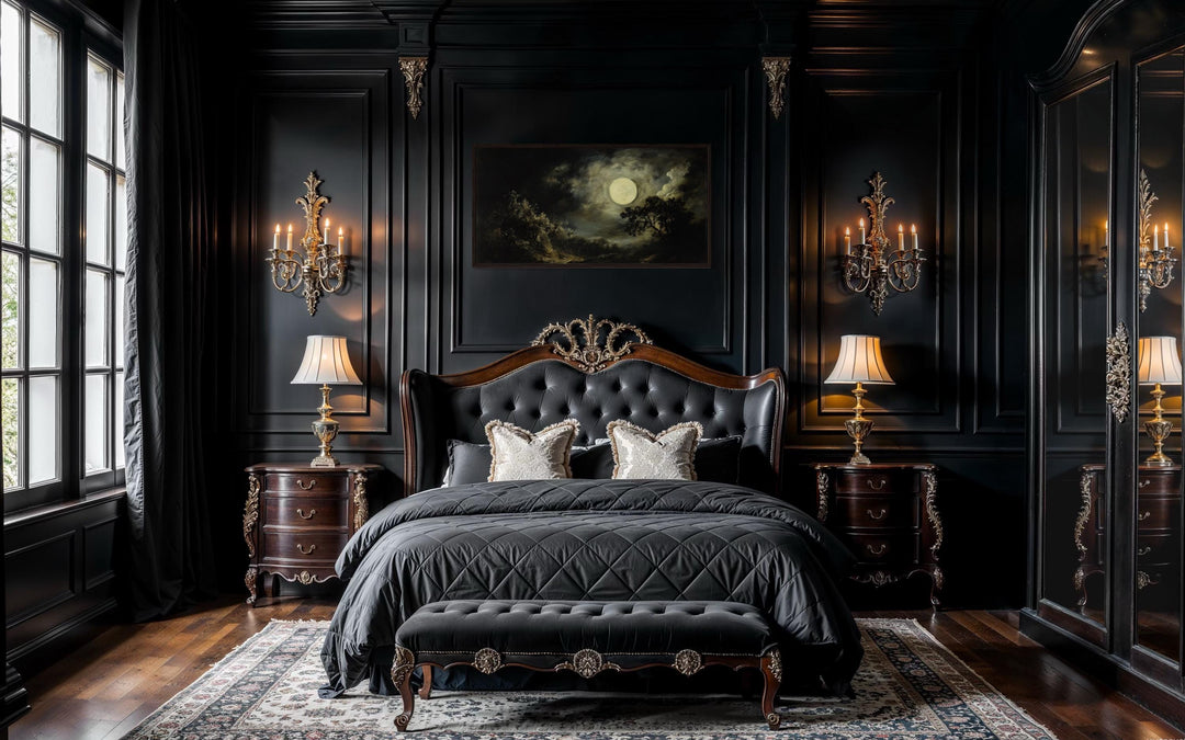 Full Moon Over Dark Forest Moody Gothic Framed Canvas Wall Art