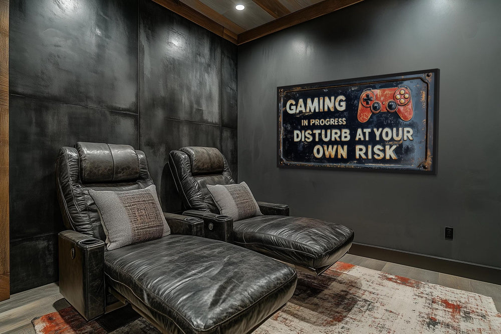 Gaming Wall Art - Disturb At Your Own Risk Warning Sign Canvas Print