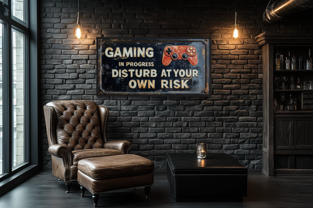 Gaming Wall Art - Disturb At Your Own Risk Warning Sign Canvas Print