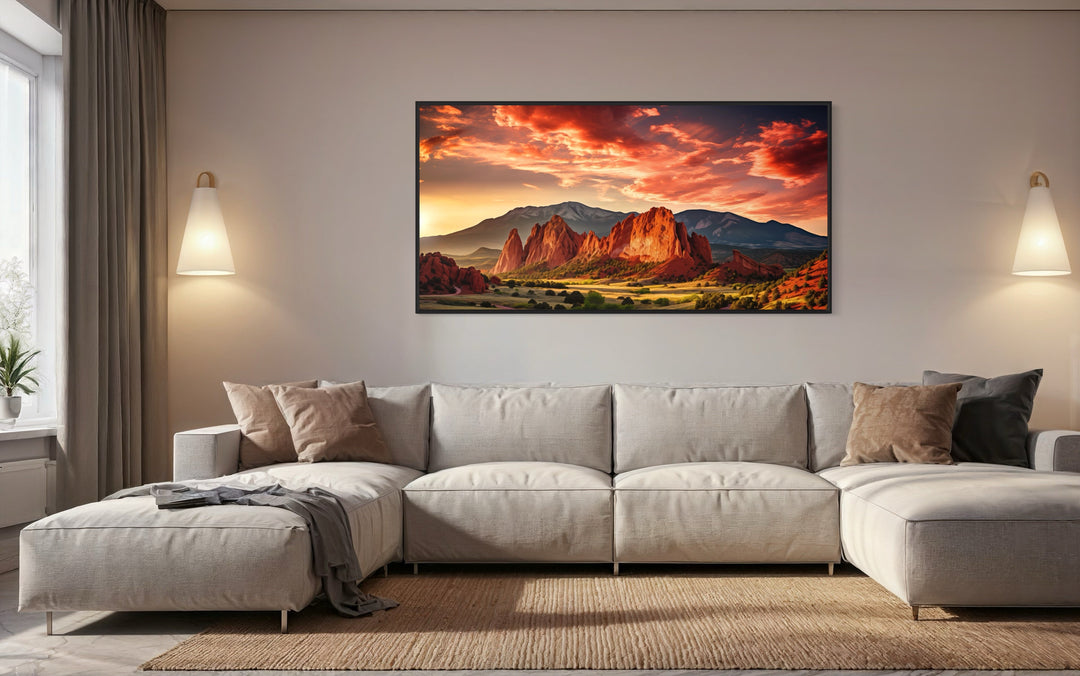 Garden of the Gods Pikes Peak Colorado Mountains Framed Canvas Wall Art