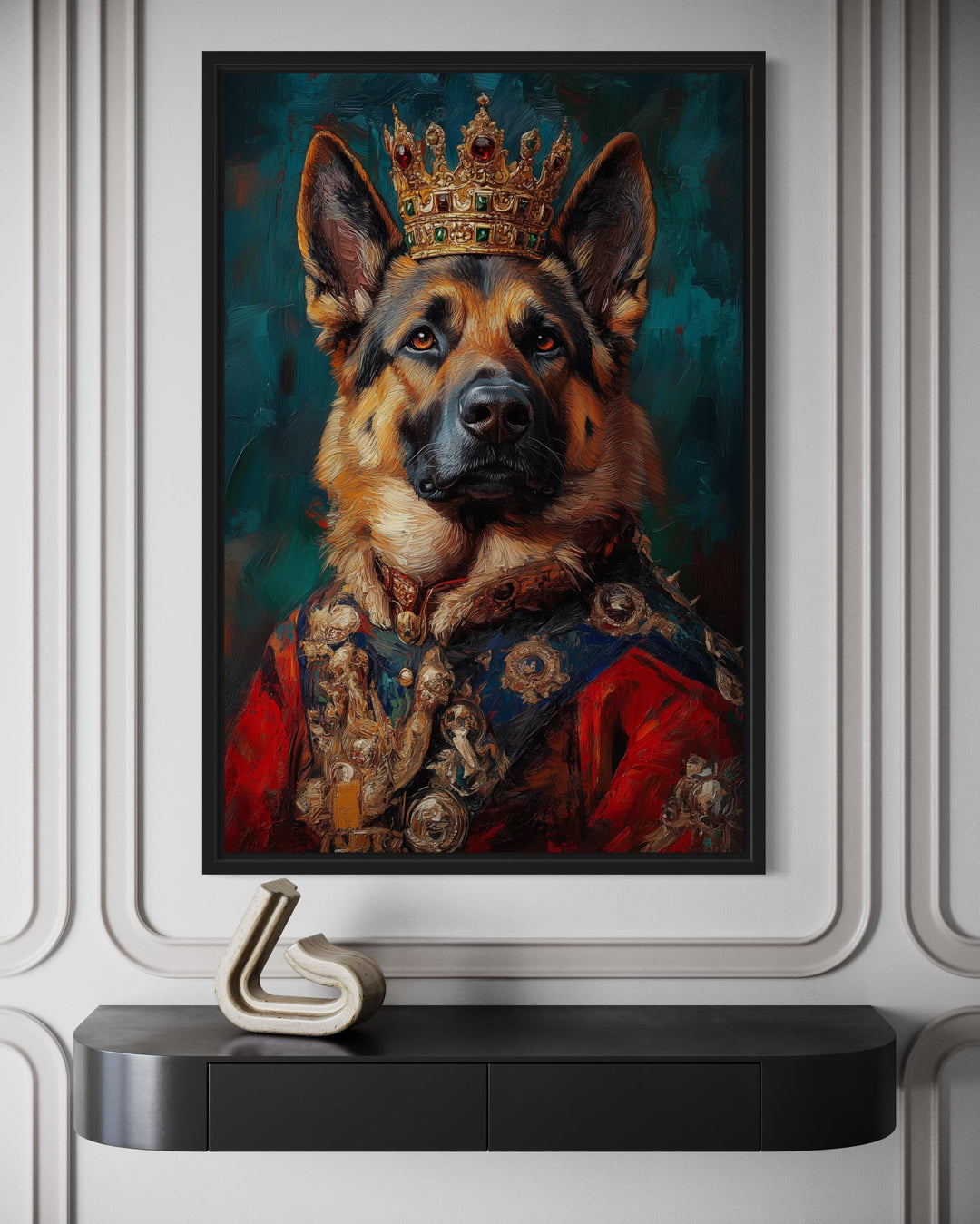 German Shepherd King With Crown Royal Portrait Wall Art