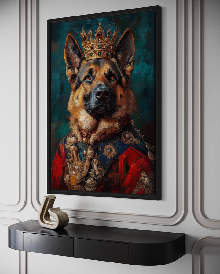 German Shepherd King With Crown Royal Portrait Wall Art