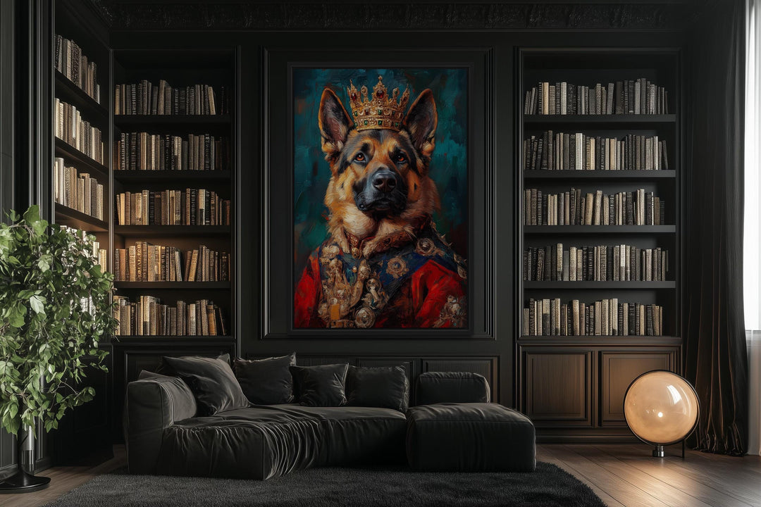 German Shepherd King With Crown Royal Portrait Wall Art