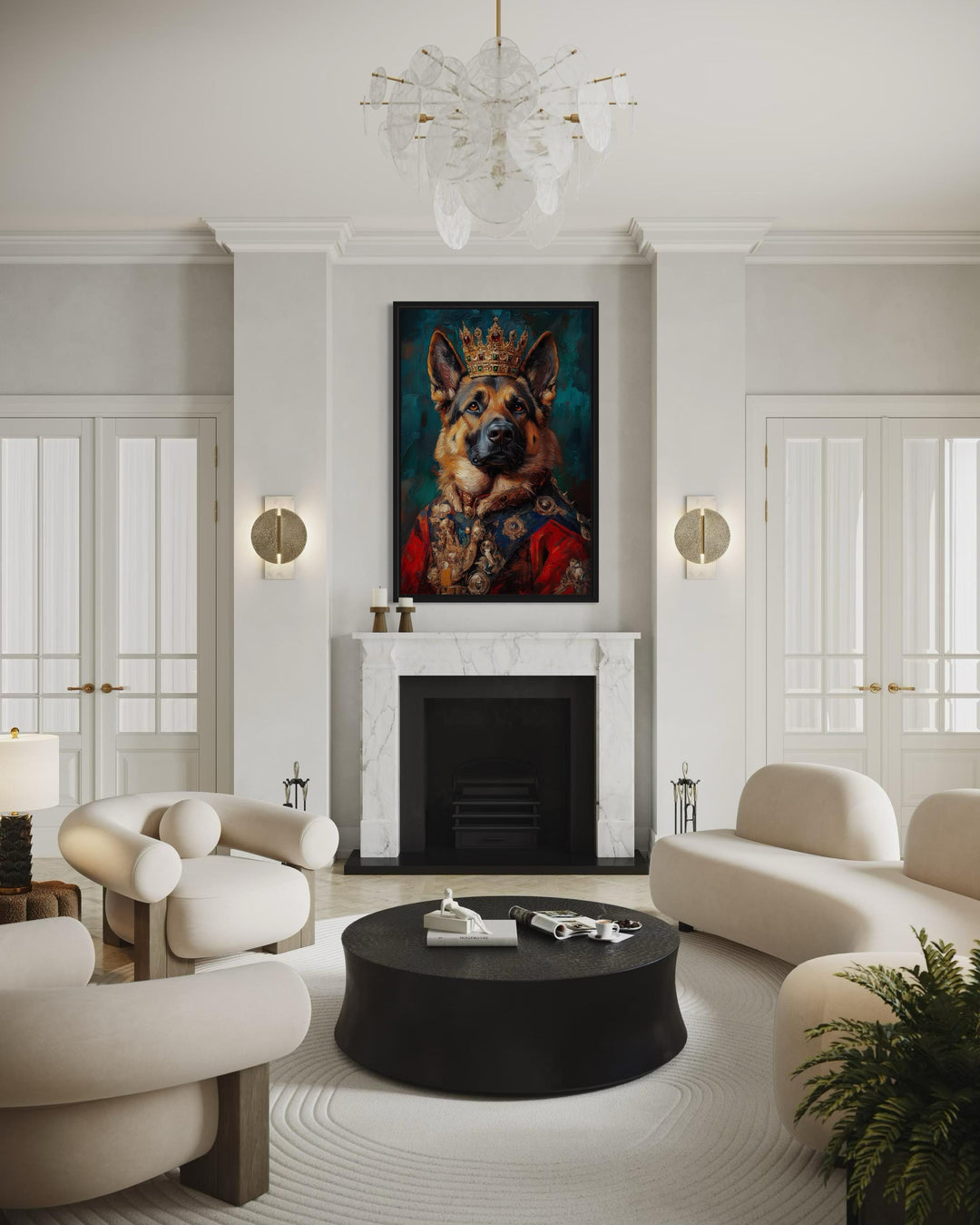 German Shepherd King With Crown Royal Portrait Wall Art
