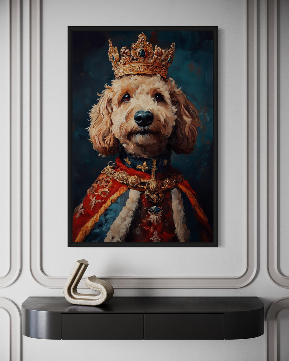 Goldendoodle With Crown Royal Portrait Wall Art