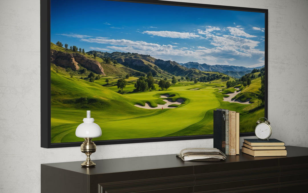 Golf Course Painting Extra Large Framed Canvas Wall Art