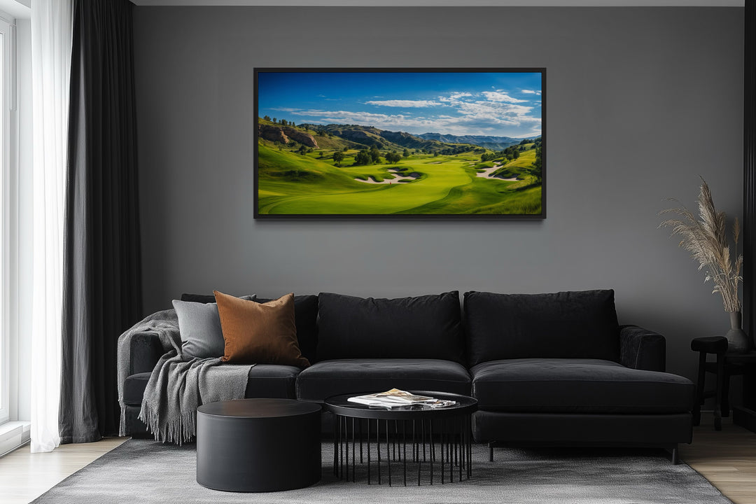 Golf Course Painting Extra Large Framed Canvas Wall Art