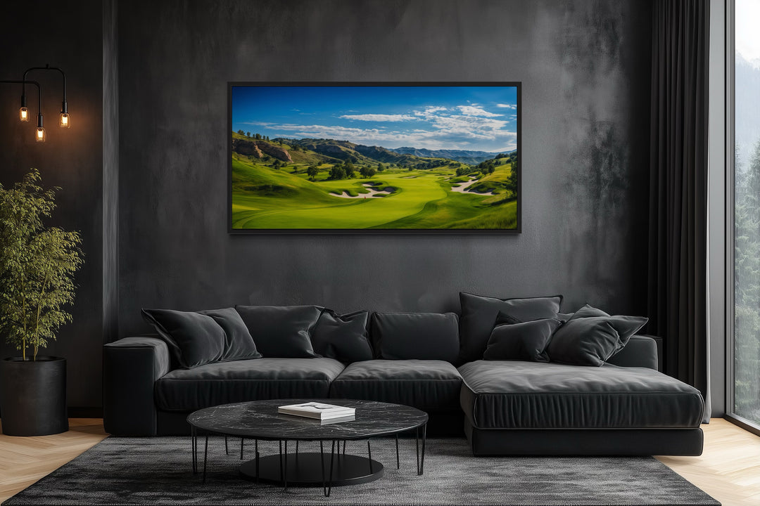 Golf Course Painting Extra Large Framed Canvas Wall Art