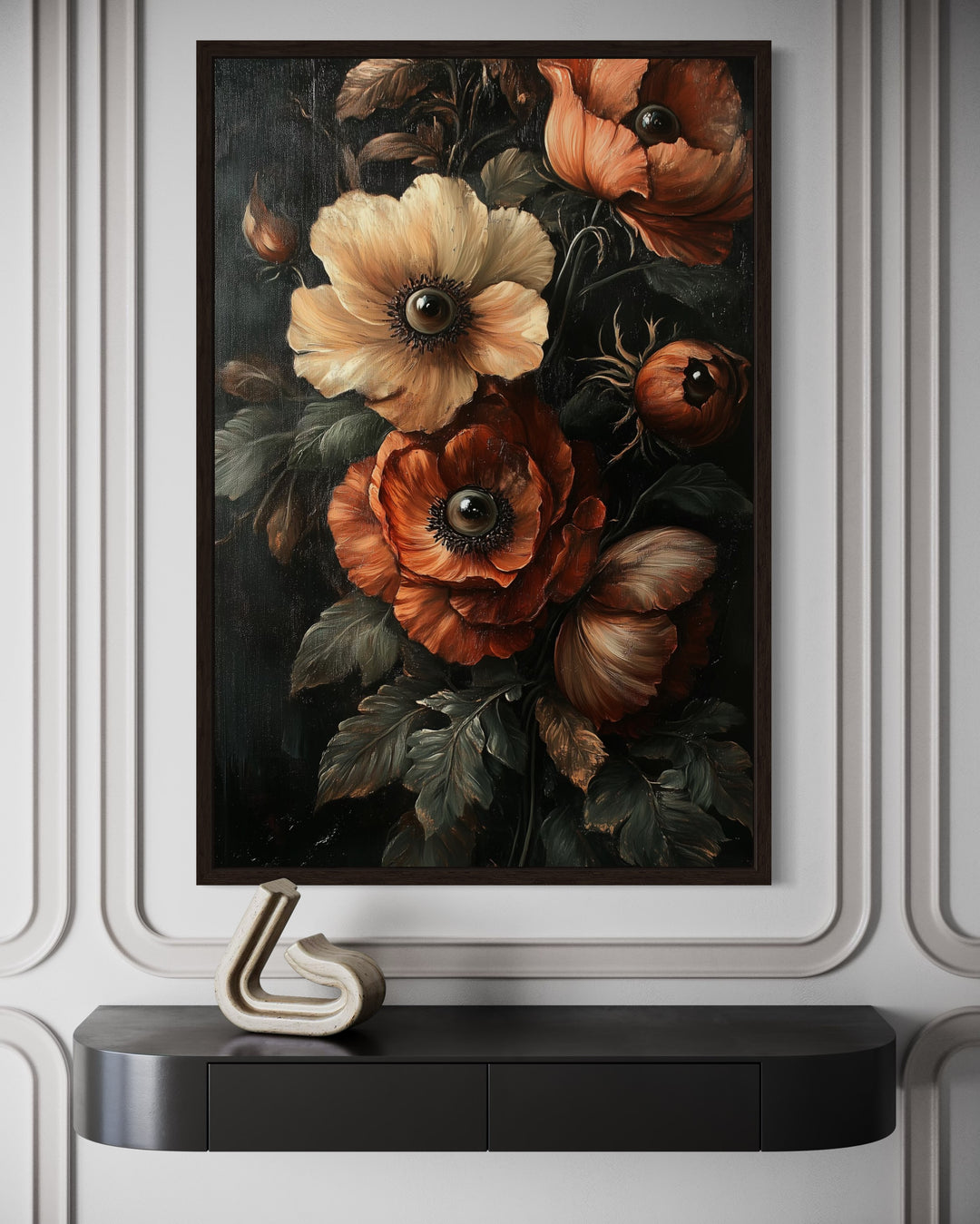 Gothic All Seeing Flowers Framed Canvas Wall Art