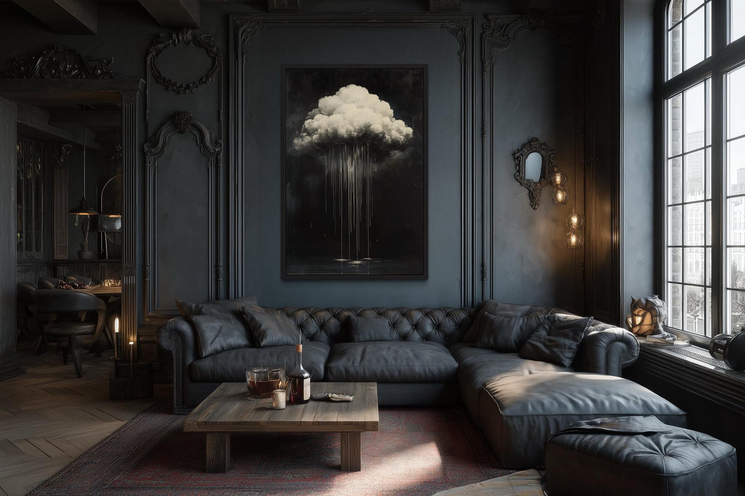Gothic Cloud Crying Dripping Paint Halloween Wall Art
