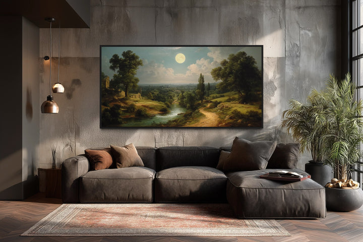 Gothic Full Moon Landscape Framed Canvas Wall Art