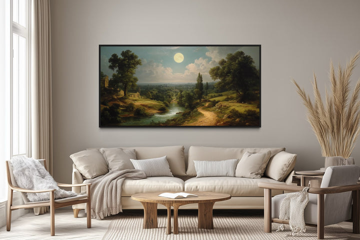 Gothic Full Moon Landscape Framed Canvas Wall Art