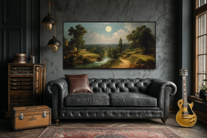 Gothic Full Moon Landscape Framed Canvas Wall Art